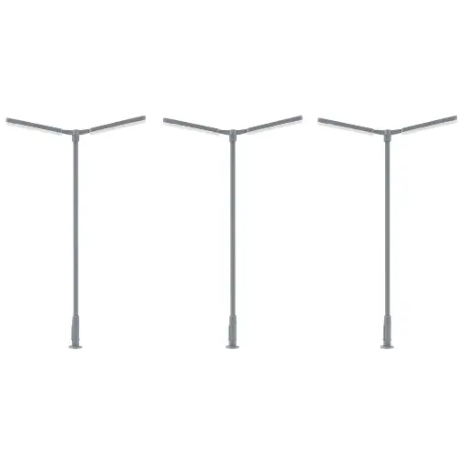 [FA180122] Lot de 3 lampadaires à deux bras avec LED - Faller 180122 - HO 1/87