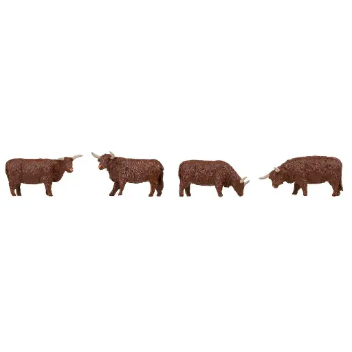 [FA151958] Lot de 4 Bovins Highland - Brun - Faller 151958 - HO 1/87