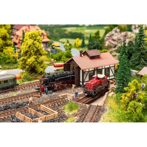 [FA222104] Plaque Tournante avec Hangar à Locomotives - Faller 222104 - N 1/160
