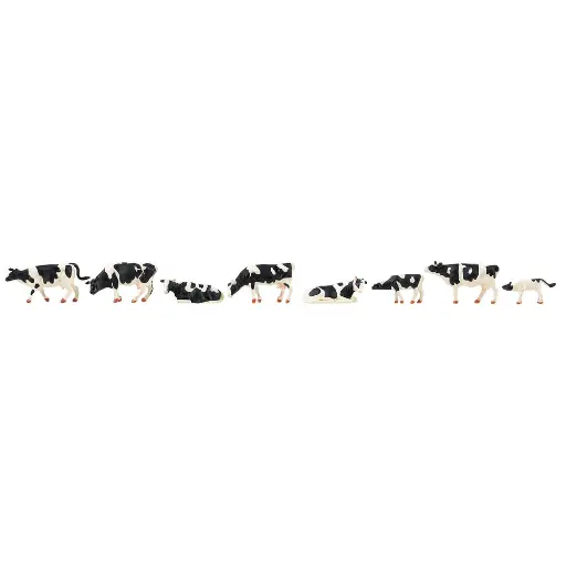 [FA151904] Lot de 8 Vaches Noir et Blanc - Faller 151904 - Echelle HO 1/87