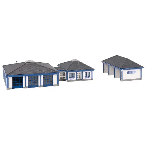 [FA231725] Bâtiment du THW avec hall à véhicules - Faller 231725 - N 1/160 - EP V
