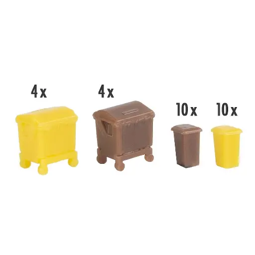[FA272926] Set de poubelles marron et jaune - Faller 272926 - N 1/160