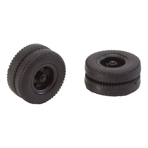 [FA163102] Lot de 2 roues complètes jumelées pour camion vintage - FALLER 163102 - HO 1/87