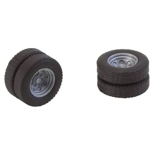 [FA163112] Lot de 2 roues complètes jumelées pour véhicules de pompiers - FALLER 163112 - HO 1/87