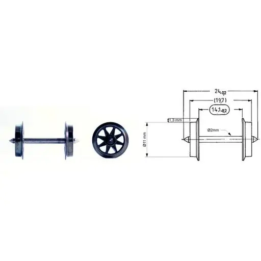 [FL6563] Essieu de rechange non isolé (AC) à doubles rayons, longueur de l'axe 24mm