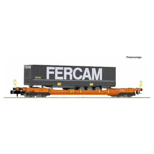 [FL6660040] Wagon porte-remorque de poche T5 Wascosa + Fercam - Fleischmann 6660040 - N 1/160 - Ep V-VI - 2R