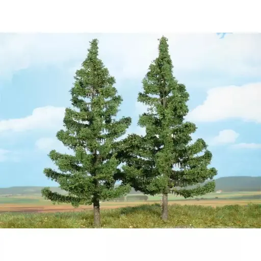 [HE2125] 2 Épicéas de montagne - Vert foncé - HEKI 2125 - Échelle HO / TT - 170 mm