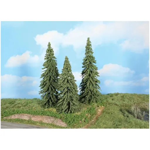 [HE21800] 3 épicéas des intempéries de 18 à 22 cm - Heki 21800 - Échelle universelle