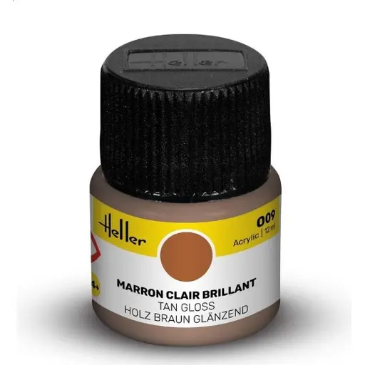 [HE9009] Peinture Acrylique 009 - Marron Clair Brillant - Heller 9009 - 12ML