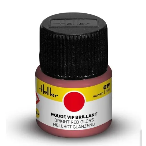 [HE9019] Peinture Acrylique 019 - Rouge Vif Brillant - Heller 9019 - 12ML