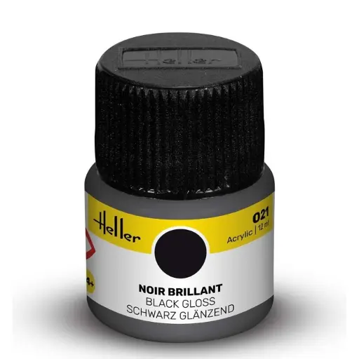 [HE9021] Peinture acrylique en pot - Heller 9021 - Noir Brillant - 12 ml
