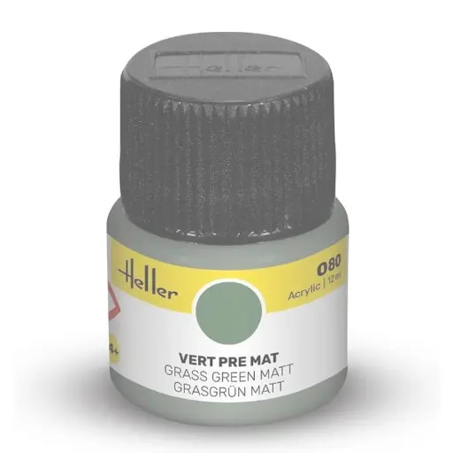 [HE9080] Peinture Acrylique 080 - Vert Pré Mat - Heller 9080 - 12ML