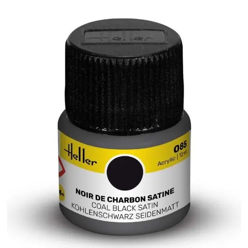 [HE9085] Peinture Acrylique 085 - Noir Charbon Satiné - Heller 9085 - 12ML