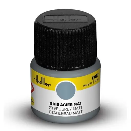 [HE9087] Peinture Acrylique 087 - Gris Acier Mat - Heller 9087 - 12ML