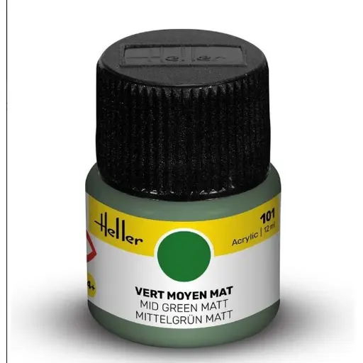 [HE9101] Peinture Acrylique 101 - Vert Moyen Mat - Heller 9101 - 12ML