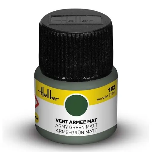 [HE9102] Peinture Acrylique 102 - Vert Armée Mat - Heller 9102 - 12ML