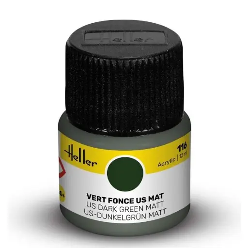 [HE9116] Peinture Acrylique 116 - Vert Foncé US Mat - Heller 9116 - 12ML