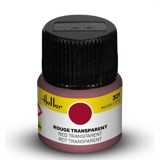 [HE9321] Peinture acrylique en pot - Heller 9321 - Rouge Transparent - 12ml