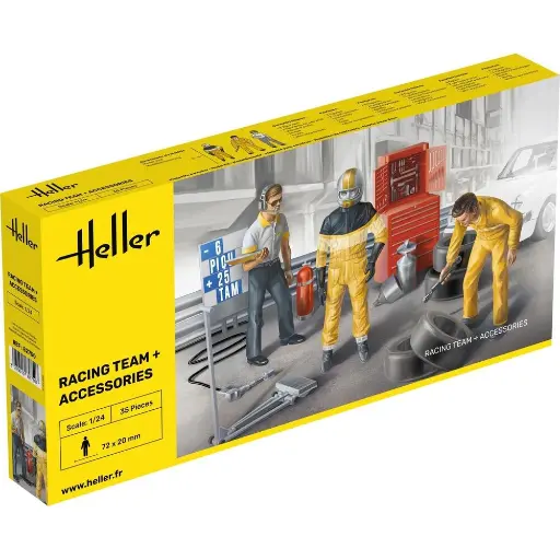 [HE82750] Equipe de Course + Accessoires - 185x375x45mm - Heller 82750 - 1/24