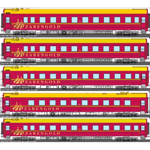[HE17094] Rame de 5 voitures "Zarengold" - Heris 17094 - HO : 1/87 - Privat - EP V