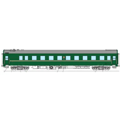 [HE17096] Voiture voyageurs à bogie vert Heris 17096 - HO : 1/87 - RZD - EP IV