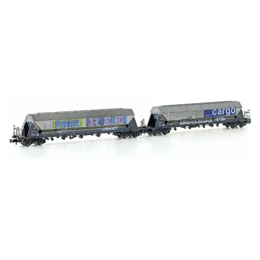 [HOH23478] Coffret de 2 wagons silos Taggnpps graffiti - Hobby66 H23478 - N 1/160 - CFF Cargo - Ep VI - 2R
