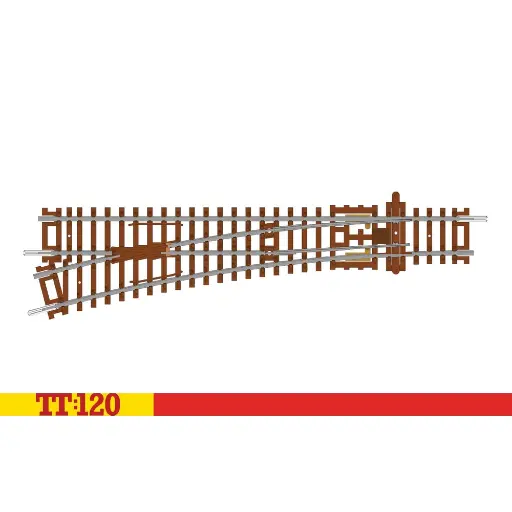 [HOTT8008] Aiguillage à gauche 166 mm 15° 631 mm - Hornby TT8008 - 1/120