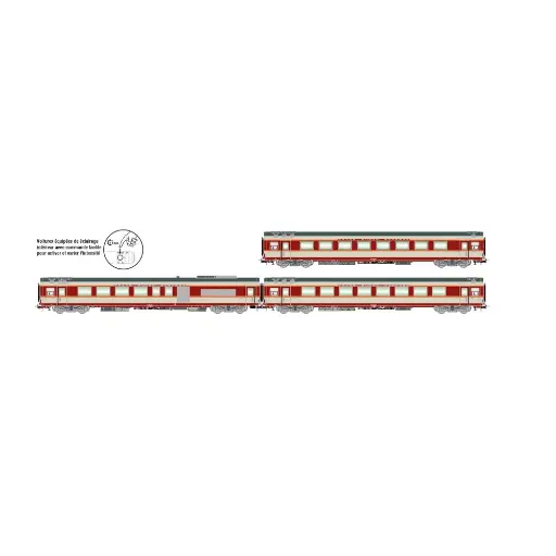 [HJ4192] Coffret de 3 voitures Grand Confort TEE "Le Kléber" - Jouef HJ4192 - SNCF - EP IV - 2R