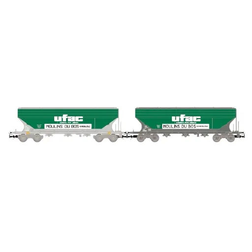 [HJ6281] Coffret de 2 Wagons Trémies UFAC - JOUEF HJ6281 - HO 1/87 - SNCF - EP IV