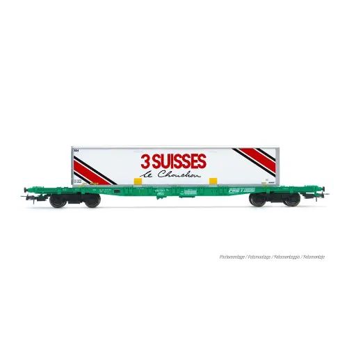 [HJ6277] Wagon porte-conteneurs type S70 "3 suisses" - JOUEF HJ6277 - SNCF - HO 1/87 - EP. IV - 2R