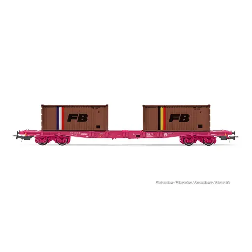 [HJ6278] Wagon porte-conteneurs type S70 "FB" - JOUEF HJ6278 - SNCF - HO 1/87 - EP. IV - 2R