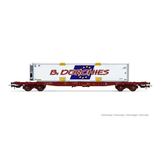 [HJ6279] Wagon porte-conteneurs type S70 TOUAX "B. Dorchies" - JOUEF HJ6279 - Privée - HO 1/87 - EP. VI - 2R