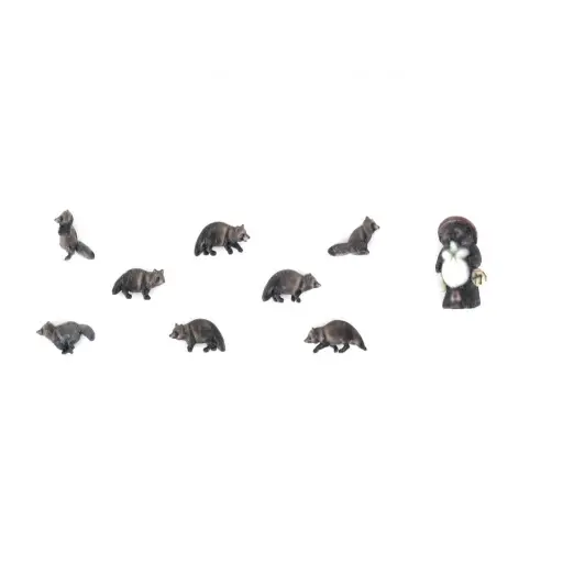 [KAK06602] Lot de 10 raton-laveurs & 1 statue - KATO 6-602 | N 1/160