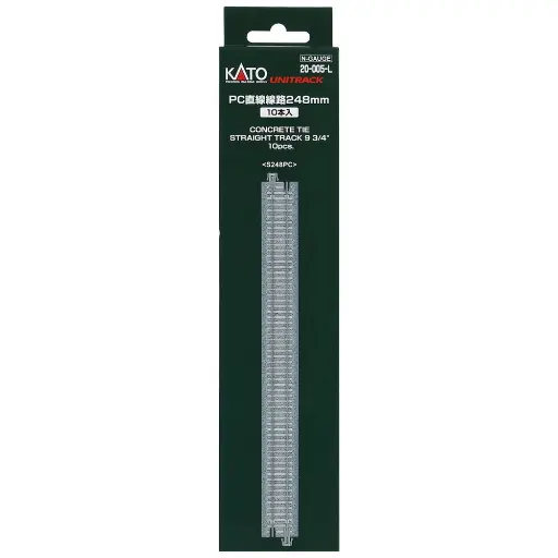 [KAK20-005-L] 10 rails droits traverses béton - Kato K20-005-L - N/160 - 248 mm