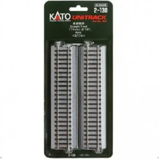 [KA2-130] 4 rails droits - Kato 2-130 - 174 mm - HO 1/87