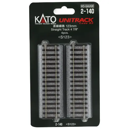 [KA2-140] 4 rails droits - 123 mm - Kato 2-140 - HO 1/87