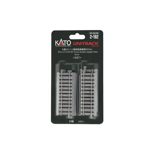 [KA2-192] 4 Rails droits auxiliaires d'aiguillage Unitrack (S97) 97 mm - Kato 2-192 - HO 1/87