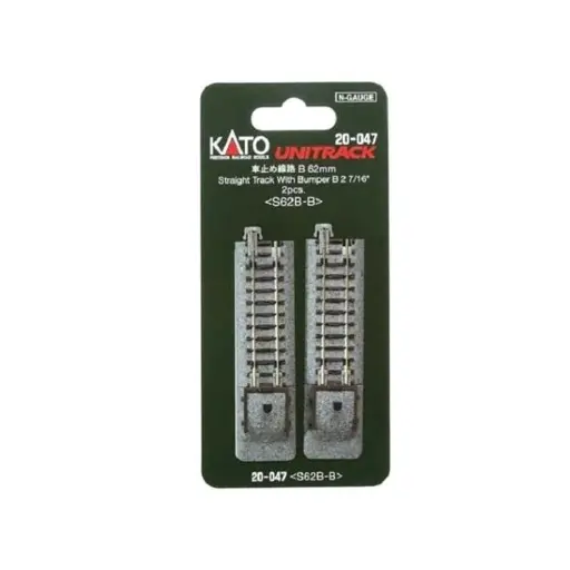 [KA20-047] 2 rails droits de 62mm avec butoir type B pour voie Unitrack - Kato 20-047 - N 1/160