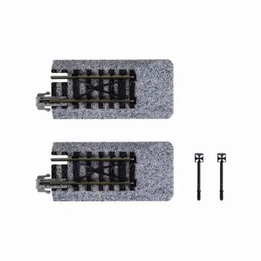 [KA20-048] 2 rails droits Unitrack 50,5 mm code 80 avec butoir type C - Kato 20-048 - N 1/160 - 2R