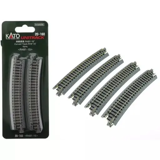 [KA20-160] 4 rails courbes R481mm 15° Unitrack - Kato 20-160 - N 1/160