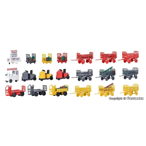 [KI38646] Assortiment de chariots de quai, 14 pièces - Kibri 38646 - HO 1/87