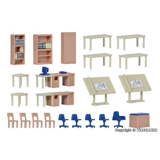 [KI38655] Mobilier de bureau - Kibri 38655 - HO 1/87