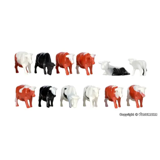 [KI38152] Lot de 12 Vaches - Kibri 38152 - HO : 1/87
