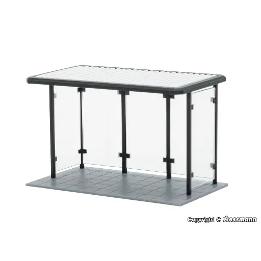 [KI38179] Arrêt de bus à toit plat et sol pavé  KIBRI 38179 - HO 1/87