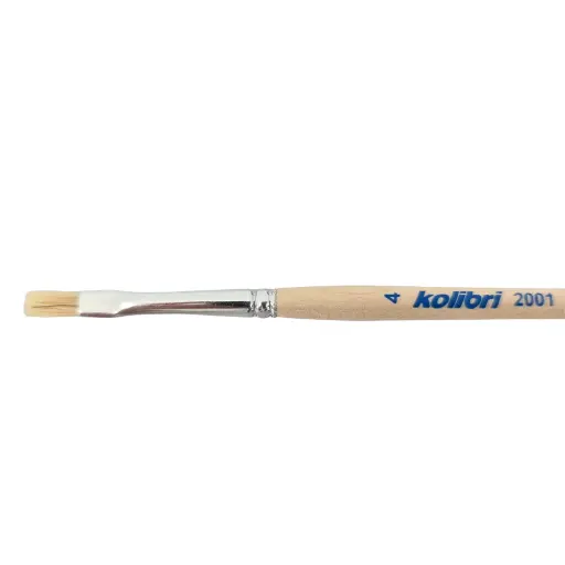[KO2001-04] Pinceau en soie de porc naturelle - Manche bois N°04 - KOLIBRI 2001/04