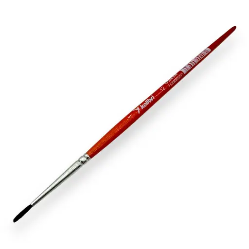 [KO0012-01] Pinceau N°01 aquarelle rond et pointu, poils de poney, embout en nickel, manche court - Kolibri 0012/01