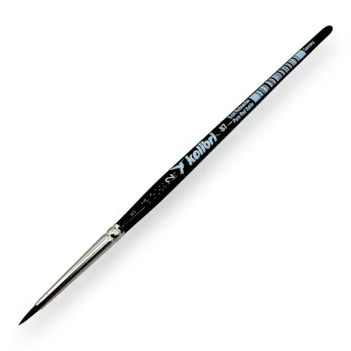 [KO0087-02] Pinceau N°02 de retouche pour aquarelle, en poil de martre Kolinsky, virole argenté, manche court - Kolibri 0087/02