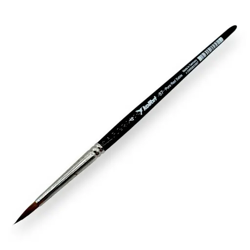[KO0087-04] Pinceau N°04 de retouche pour aquarelle en poil de martre Kolinsky, virole argenté, manche court - Kolibri 0087/04