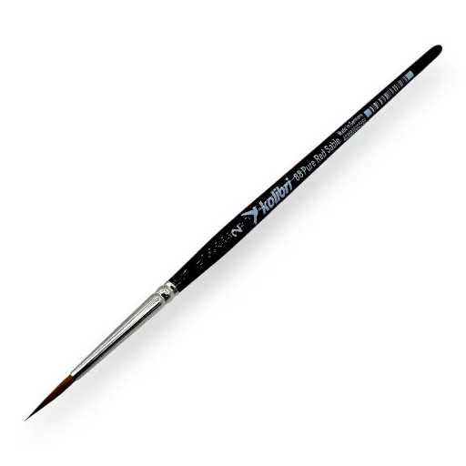[KO0088-02] Pinceau N°02 pour aquarelle en poil de martre rouge, virole argentée, manche court - Kolibri 0088/02