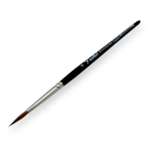[KO0088-04] Pinceaux N°04 pour aquarelle en poil de martre rouge, virole argentée, manche court - Kolibri 0088/04